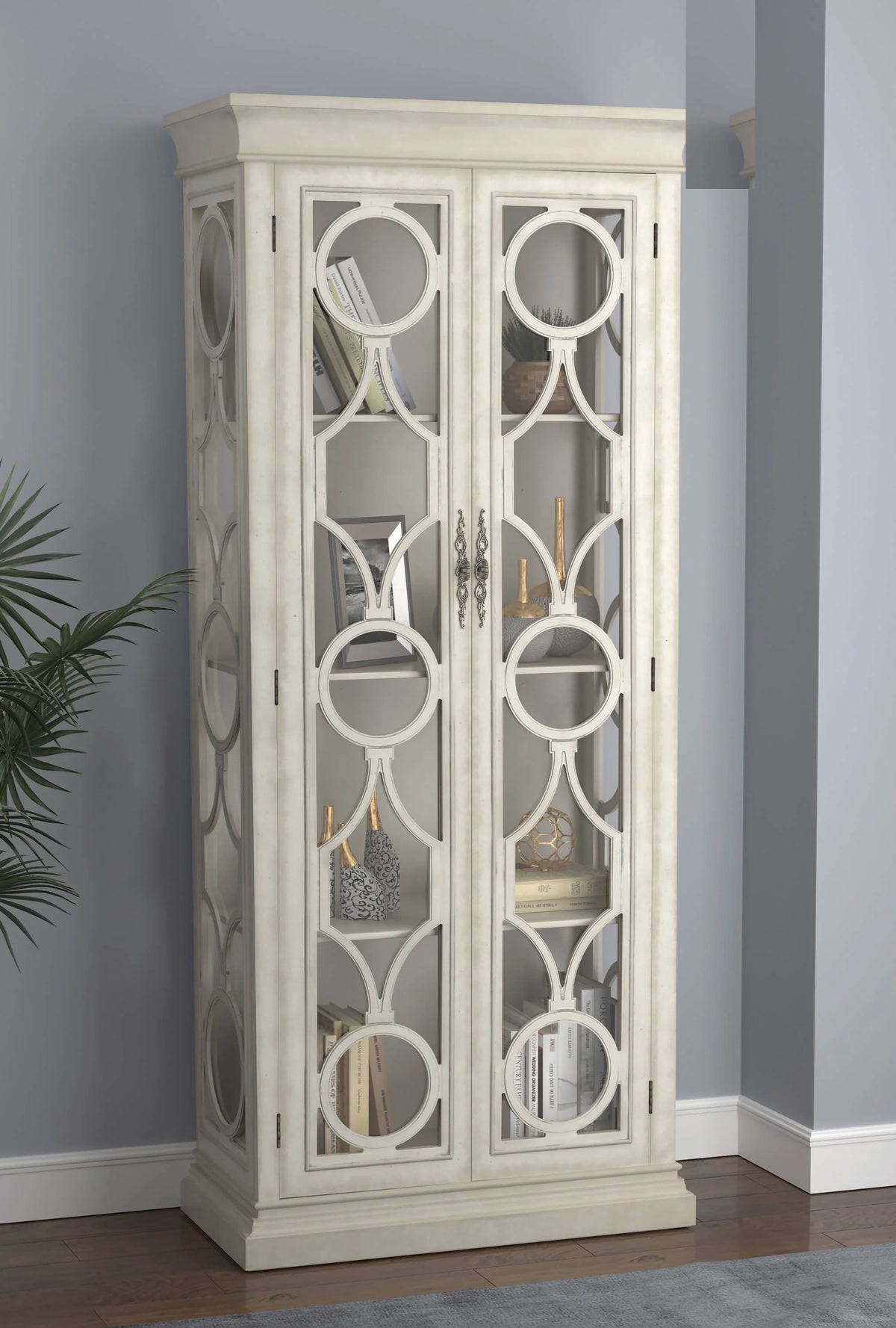 2-Door Display Tall Cabinet Antique White - 951827 Pie's Variety Store