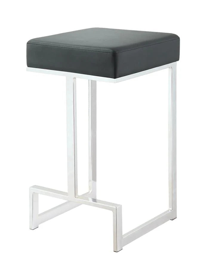 Square Counter Height Stool Black And Chrome - 105253 COSMEGA