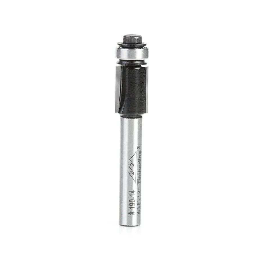 Timberline Router Bit Carbide Tipped Flush Trim 3/8 Diameter x 1/2 x 1/4 Inch Shank with Ball Bearing. 2&3 Flute with Ball Bearing Guide- #190-14 MEGA