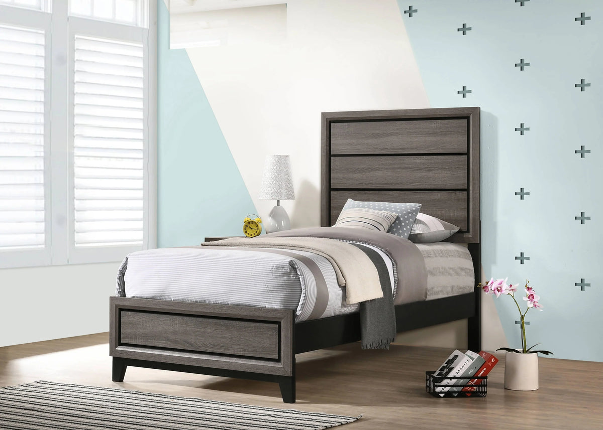 Watson Twin Panel Bed Grey Oak - 212421T Pie's Variety Store