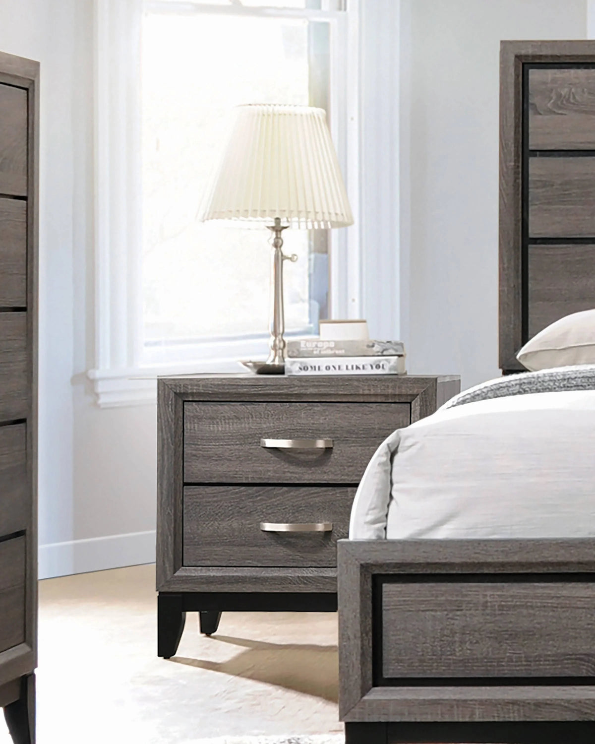 Watson 2-Drawer Nightstand Grey Oak And Black - 212422 Pie's Variety Store