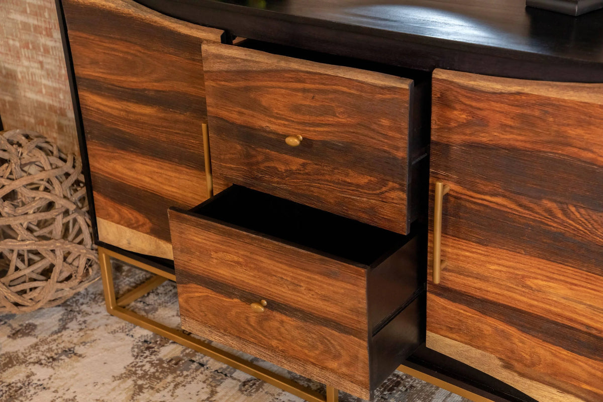 2-Drawer Accent Cabinet Black Walnut And Gold - 953466 Pie's Variety Store