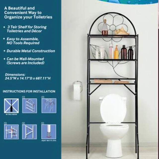 Dream Bath Over The Toilet Space Saver Black 60x33x175 cm- 20017647 MEGA