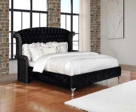 Deanna Eastern King Tufted Upholstered Bed Black Collection: This King Bed Makes A Dramatic Statement In A Master Bedroom