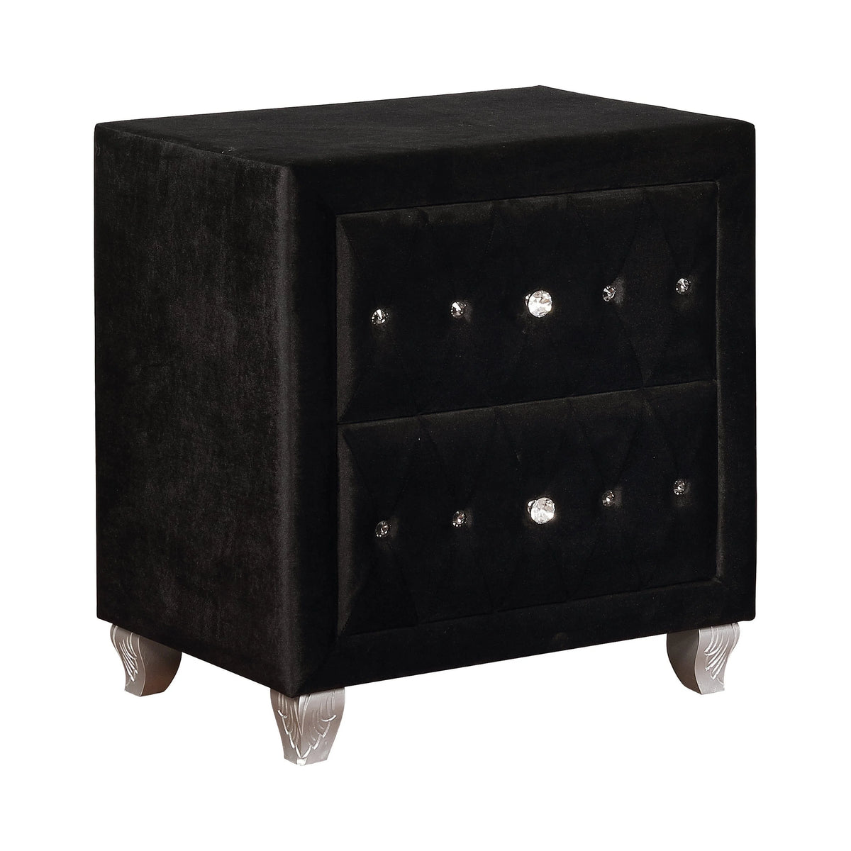 Deanna 2-Drawer Rectangular Nightstand Black Collection: Glamorous And Streamlined