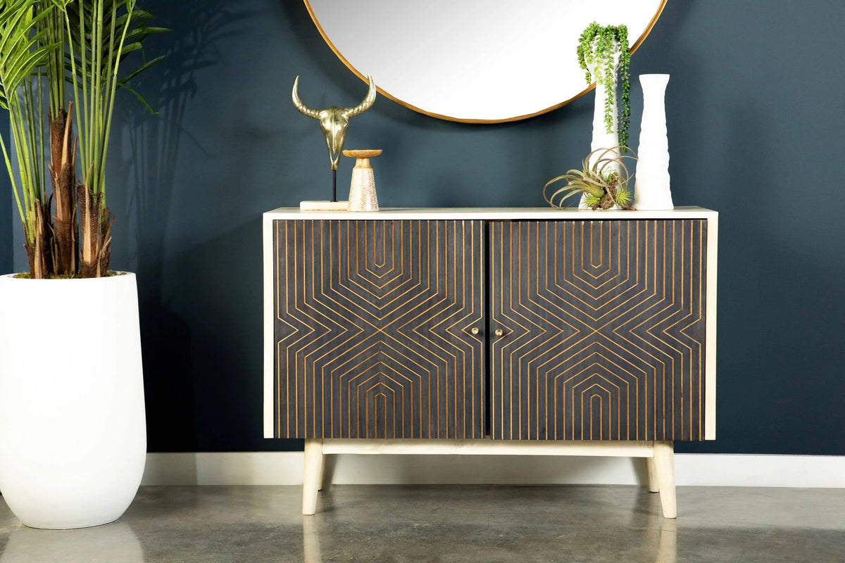 2-Door Accent Cabinet White Washed And Black