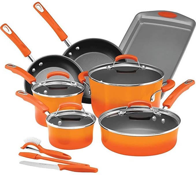 Rachael Ray Hard Enamel Nonstick 14Pc Cookware Set - 05115317627 Pie's Variety Store