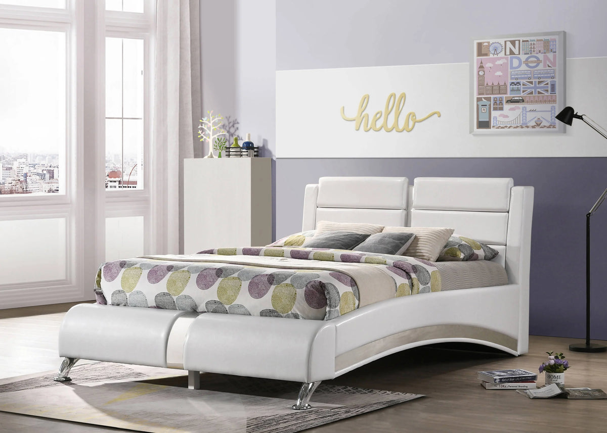 Full Upholstered Platform Bed Glossy White - 300345F Pie's Variety Store