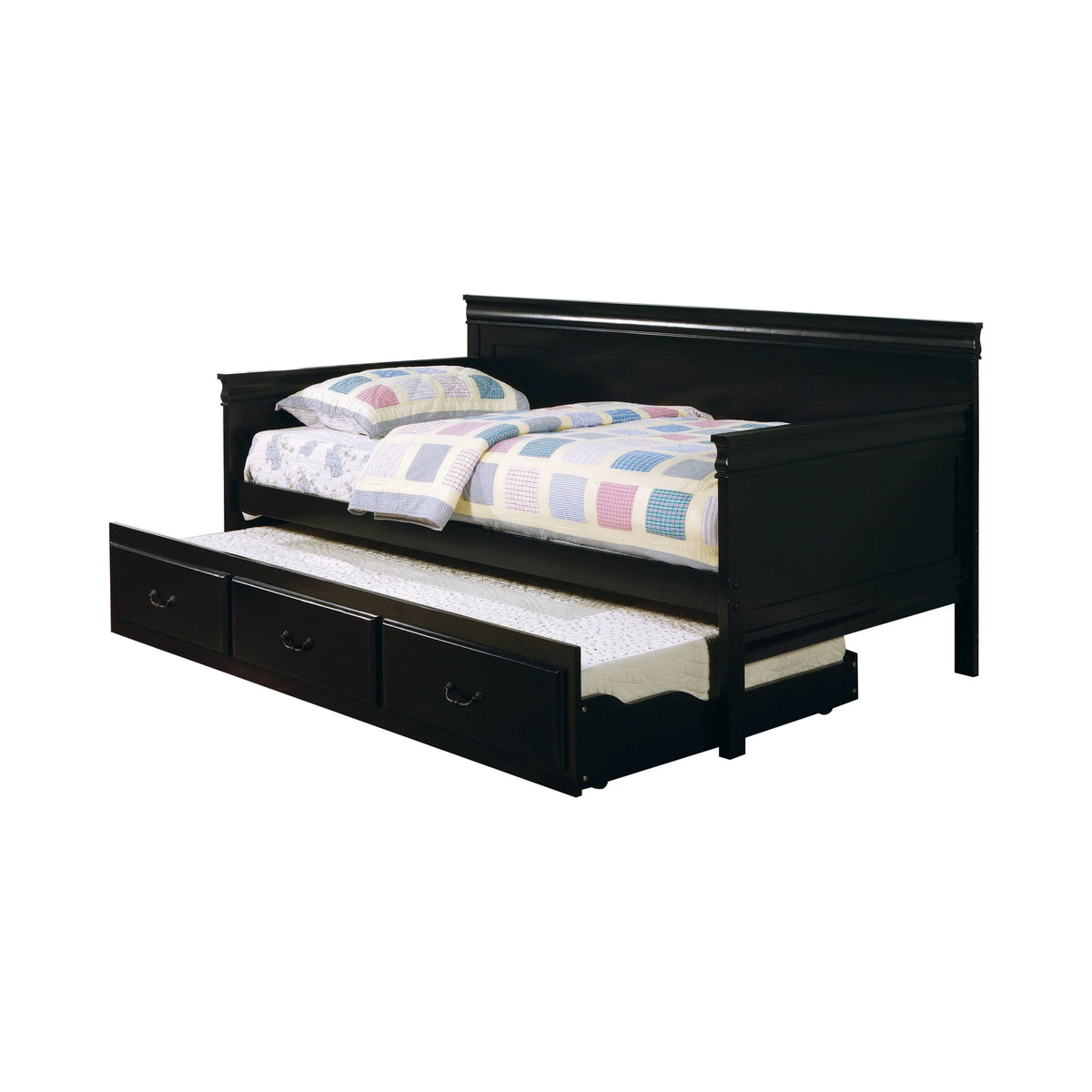 Twin Day Bed With Trundle Black - 300036BLK A-Z Store Nadia