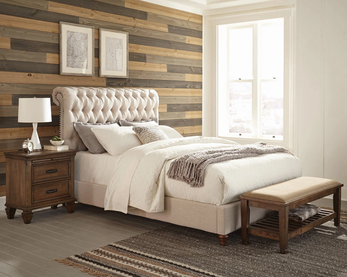 Devon Button Tufted Upholstered Full Bed Beige - 300525F A-Z Store Nadia