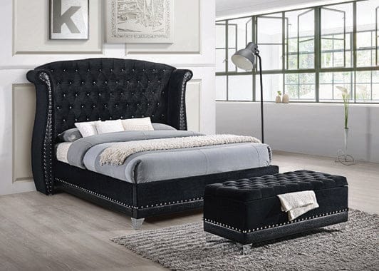 Barzini California King Tufted Upholstered Bed Black - 300643KW A-Z Store Nadia