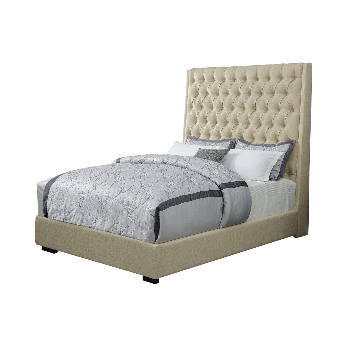 Camille California King Button Tufted Bed Cream - 300722KW A-Z Store Nadia