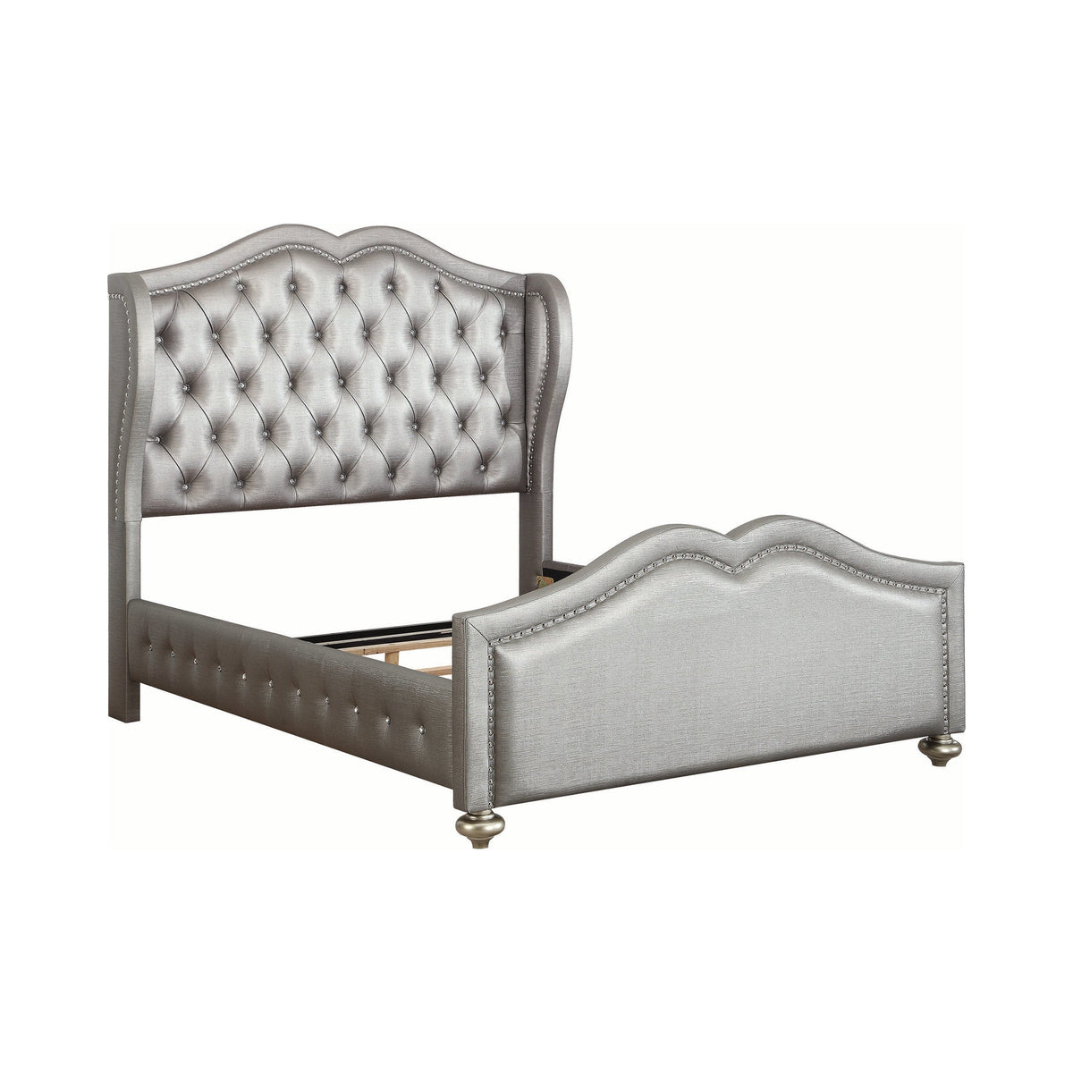 Belmont Tufted Upholstered Queen Bed Metallic - 300824Q A-Z Store Nadia