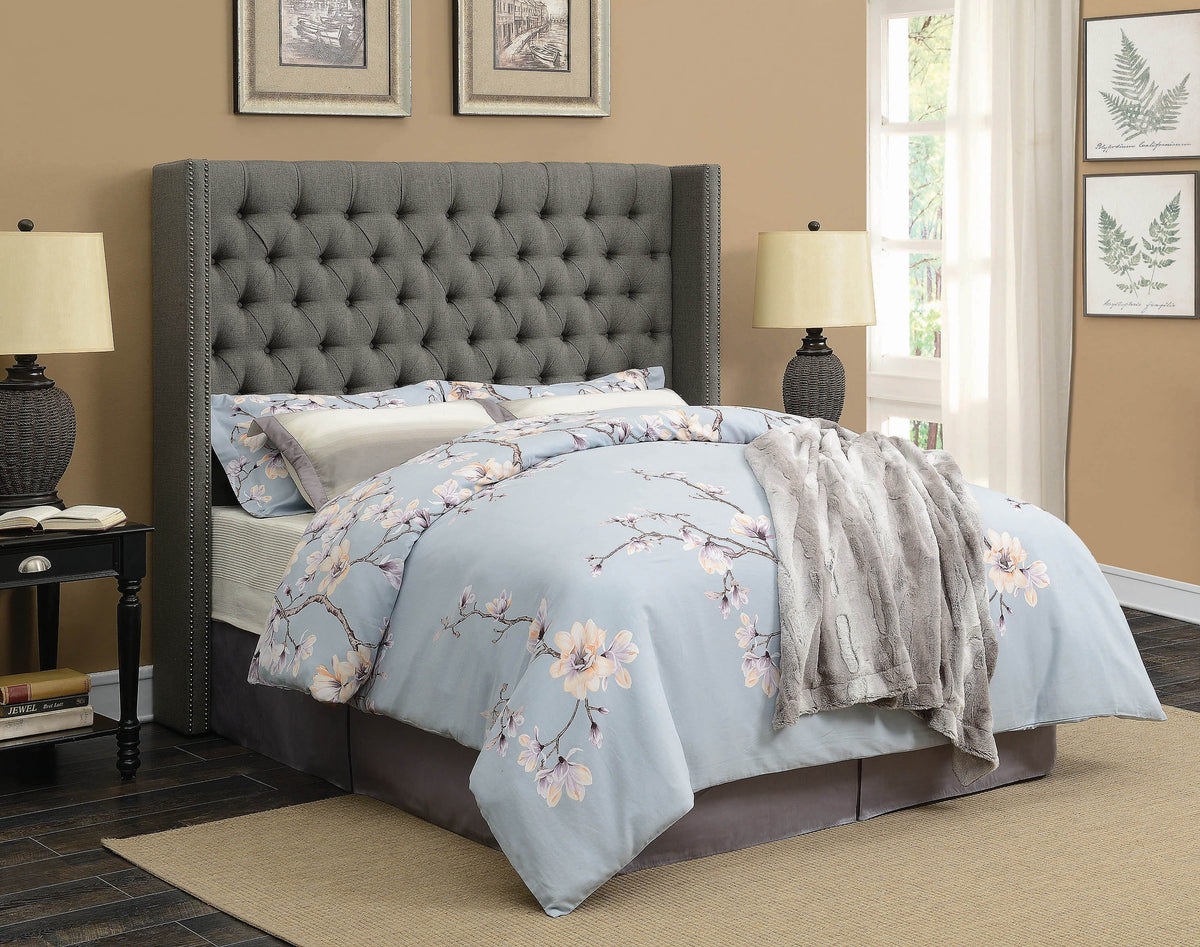 Bancroft Demi-Wing Upholstered California King Bed Grey - 301405KW A-Z Store Nadia