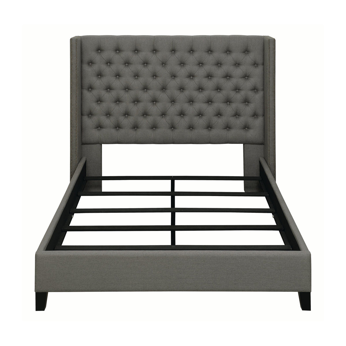 Bancroft Demi-Wing Upholstered Queen Bed Grey - 301405Q A-Z Store Nadia