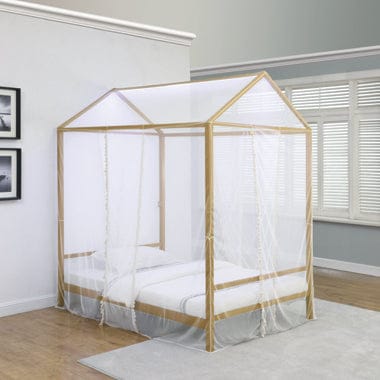 Altadena Twin Canopy Bed With LED Lighting Matte Gold - 305773T A-Z Store Nadia