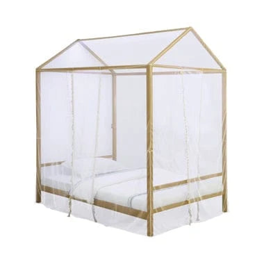 Altadena Twin Canopy Bed With LED Lighting Matte Gold - 305773T A-Z Store Nadia