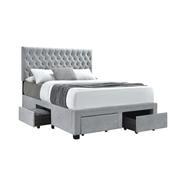 Shelburne Eastern King 4-Drawer Button Tufted Storage Bed Beige - 305878KE A-Z Store Nadia