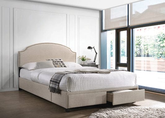 Newdale Queen 2-Drawer Upholstered Storage Bed Beige - 305896Q A-Z Store Nadia