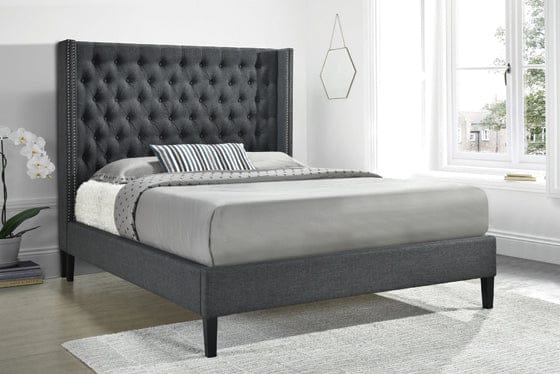 Summerset Eastern King Button Tufted Upholstered Bed Charcoal - 305902KE A-Z Store Nadia