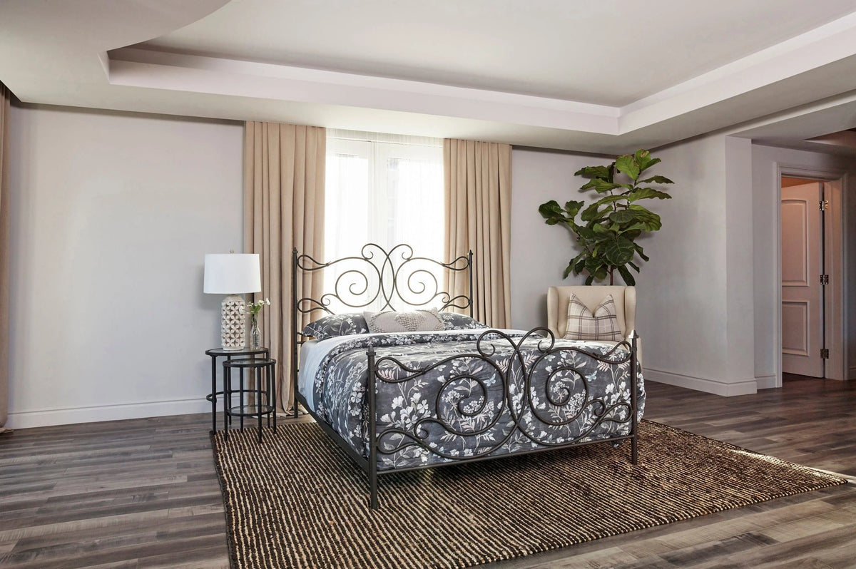 Parleys Queen Metal Bed With Scroll Headboard Dark Bronze - 305967Q A-Z Store Nadia