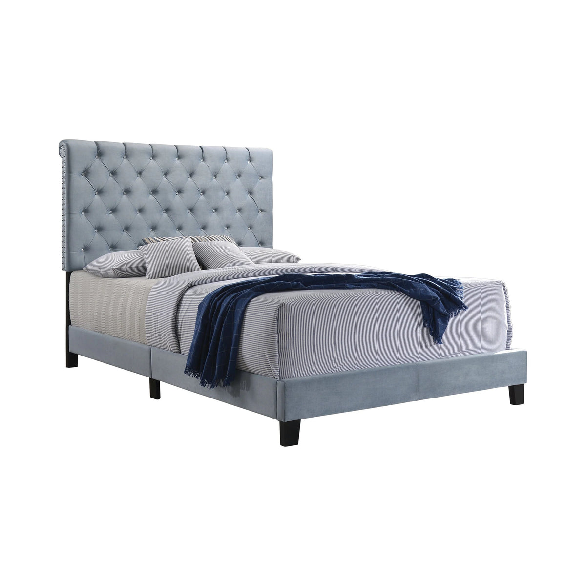Warner Eastern King Upholstered Bed Slate Blue - 310041KE A-Z Store Nadia