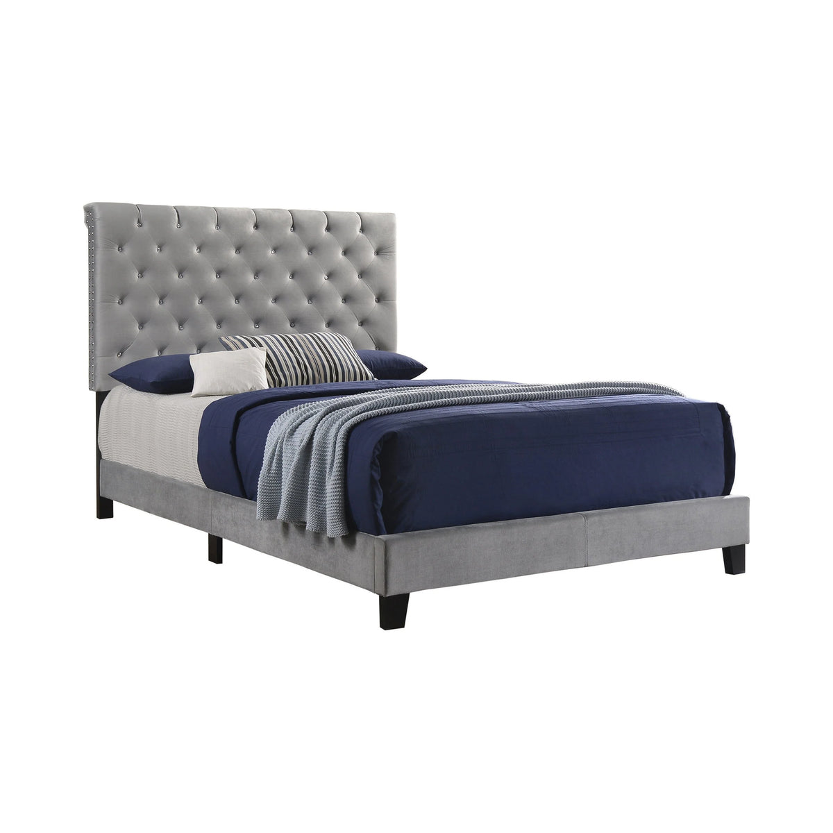 Warner Full Upholstered Bed Grey - 310042F A-Z Store Nadia