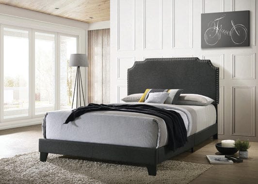 Tamarac Upholstered Nailhead Queen Bed Grey - 310063Q A-Z Store Nadia