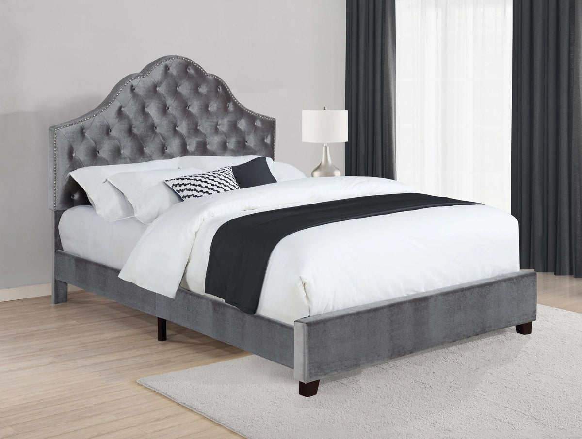 Abbeville Eastern King Upholstered Bed With Arched Headboard Grey - 315891KE A-Z Store Nadia