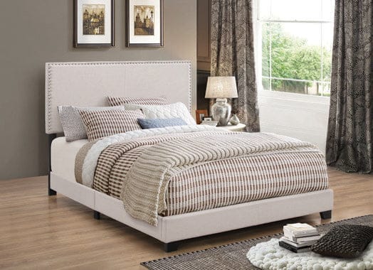 Boyd Full Upholstered Bed With Nailhead Trim Ivory - 350051F A-Z Store Nadia