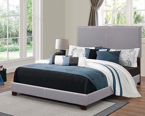 Boyd Twin Upholstered Bed With Nailhead Trim Grey - 350071T A-Z Store Nadia