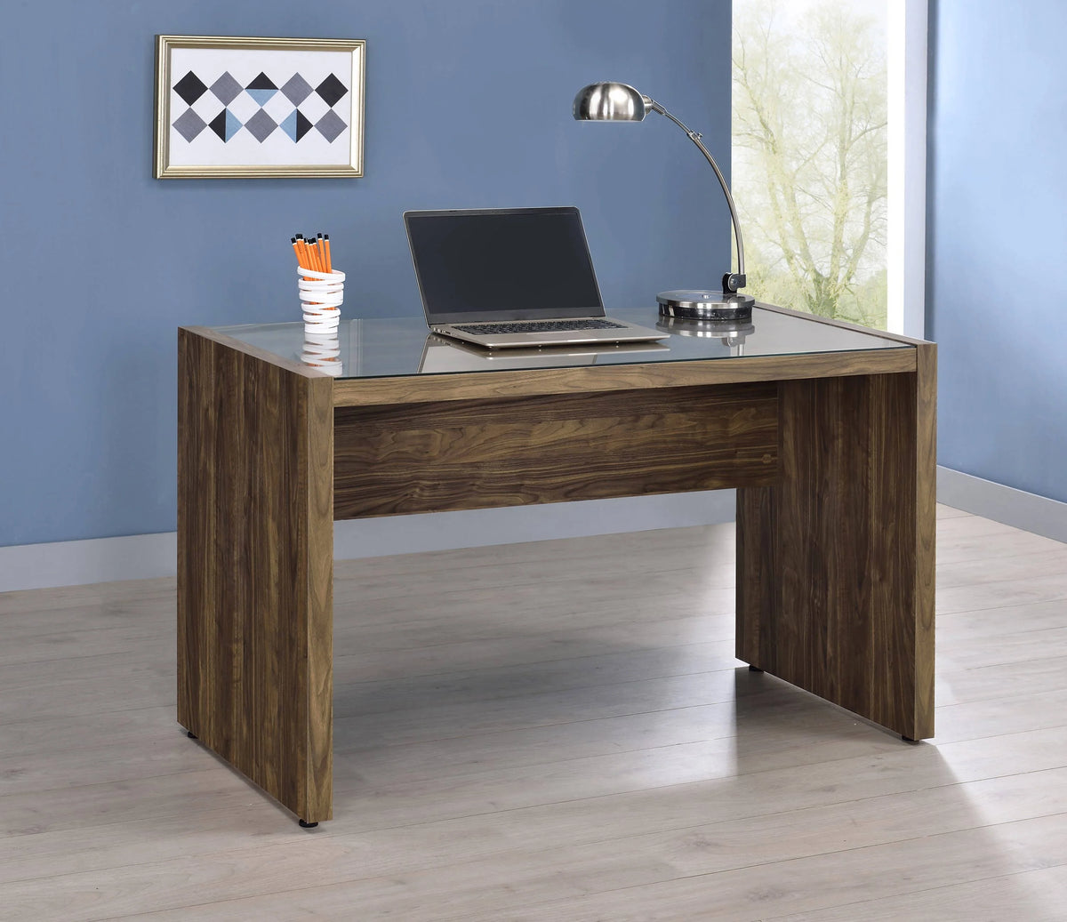 Luetta 48-Inch Rectangular Writing Desk Aged Walnut - 805621 Pie's Variety Store