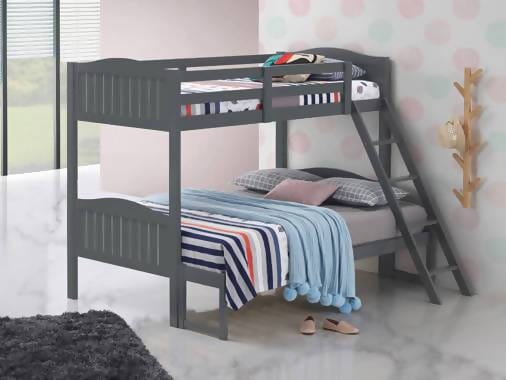 Littleton Twin/Full Bunk Bed With Ladder Grey - 405054GRY A-Z Store Nadia