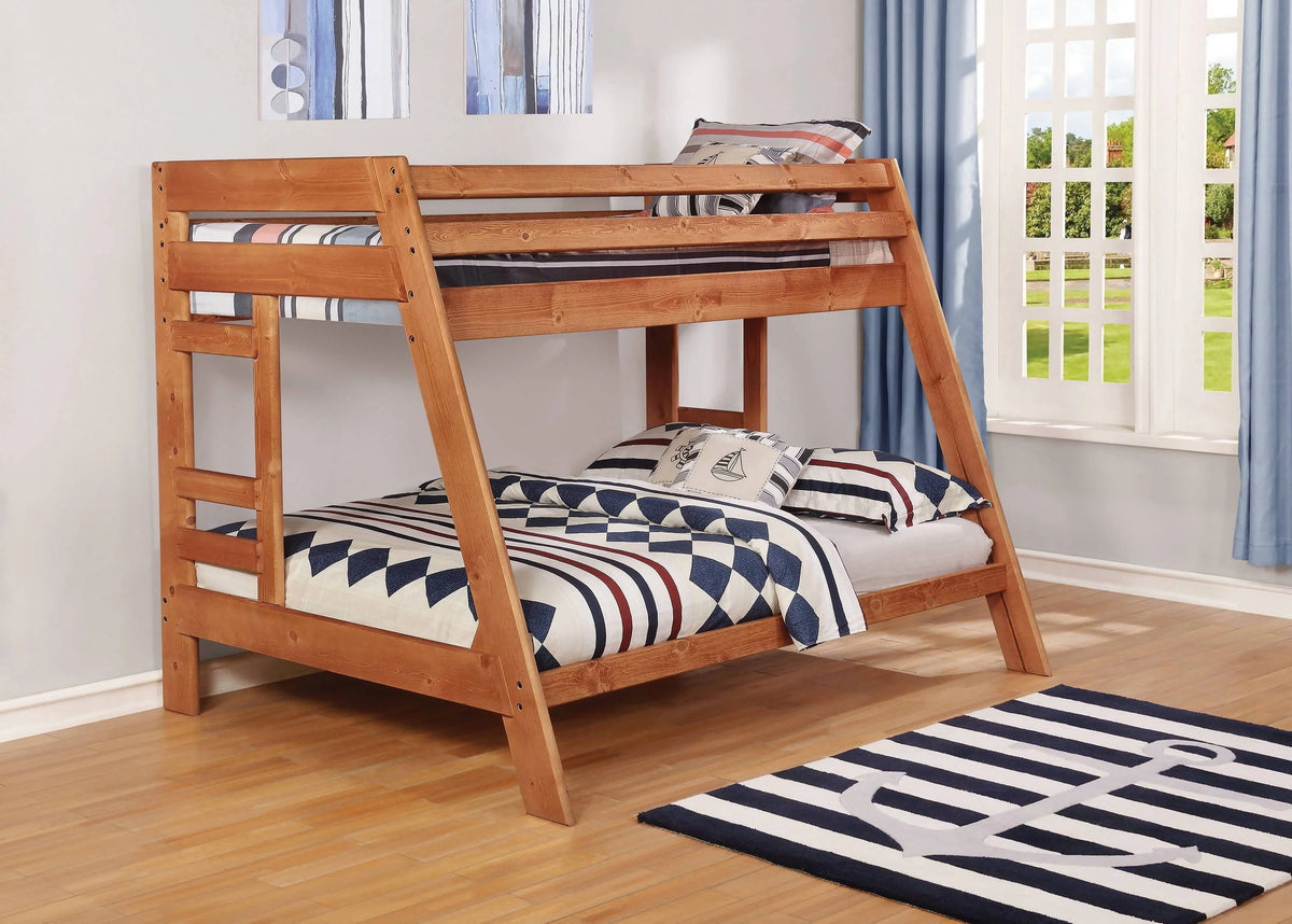 Wrangle Hill Twin Over Full Bunk Bed With Built-In Ladder Amber Wash - 460093 A-Z Store Nadia