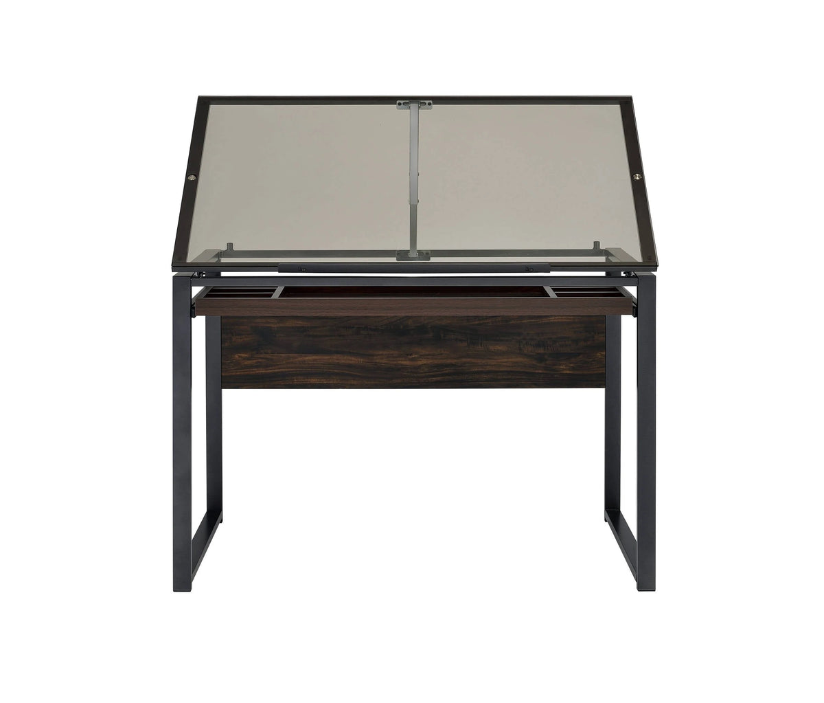 Pantano Glass Top Drafting Desk Dark Gunmetal And Chestnut versatile placement in your office- 805571 coastmega