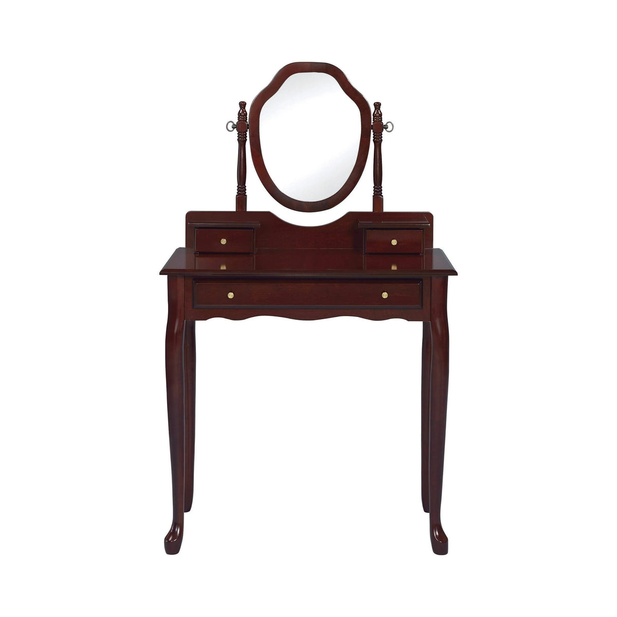 2-Piece Vanity Set With Upholstered Stool Brown Red - 3441 coastmega