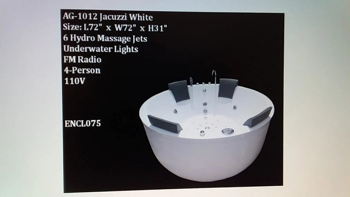AG White Hydro Massaging Luxury 4 Person Jacuzzi