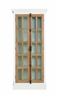 2-Door Tall Cabinet Antique White And Brown - 950965 Pie's Variety Store