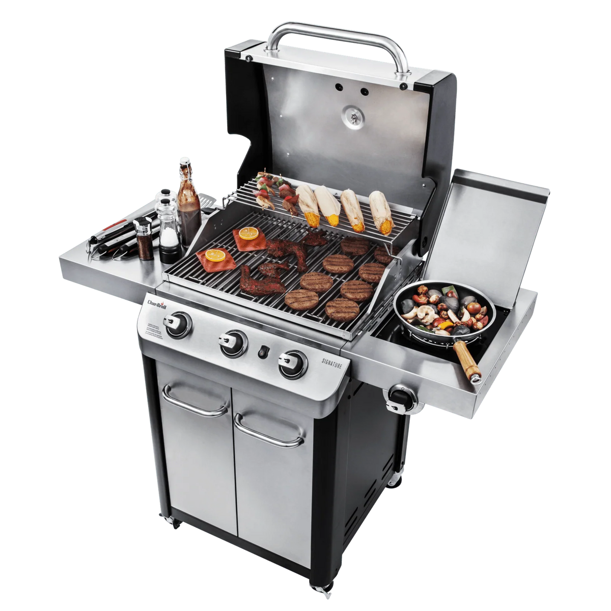 The Char‑Broil® Signature Series™ 3-Burner Gas Grill represents traditional grilling at its best.- 463348017 mega