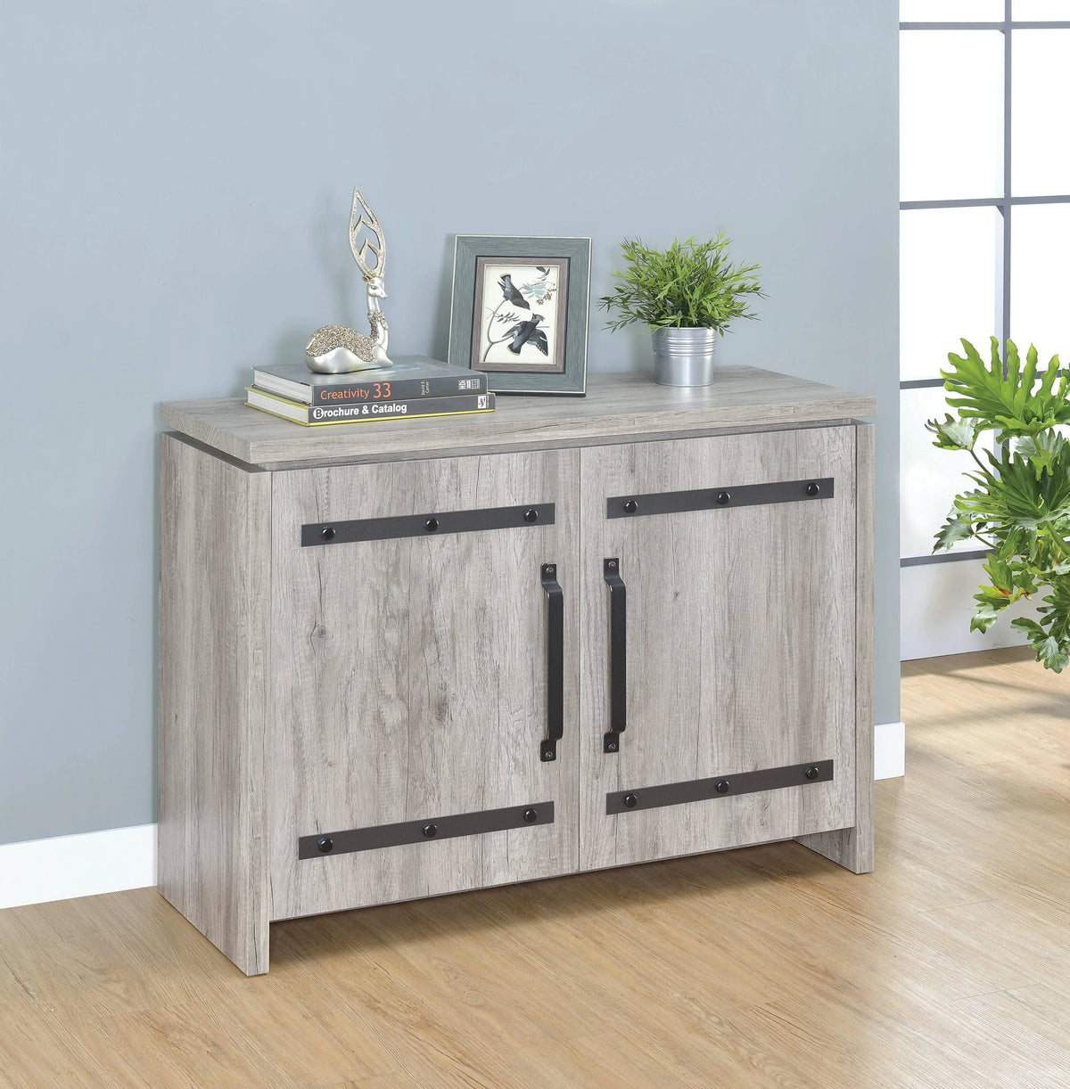 2-Door Accent Cabinet Grey Driftwood - 950785 Pie's Variety Store