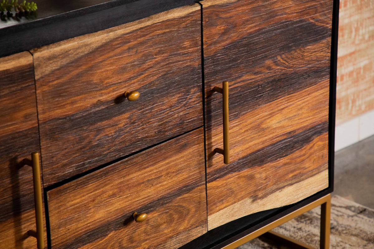2-Drawer Accent Cabinet Black Walnut And Gold - 953466 Pie's Variety Store