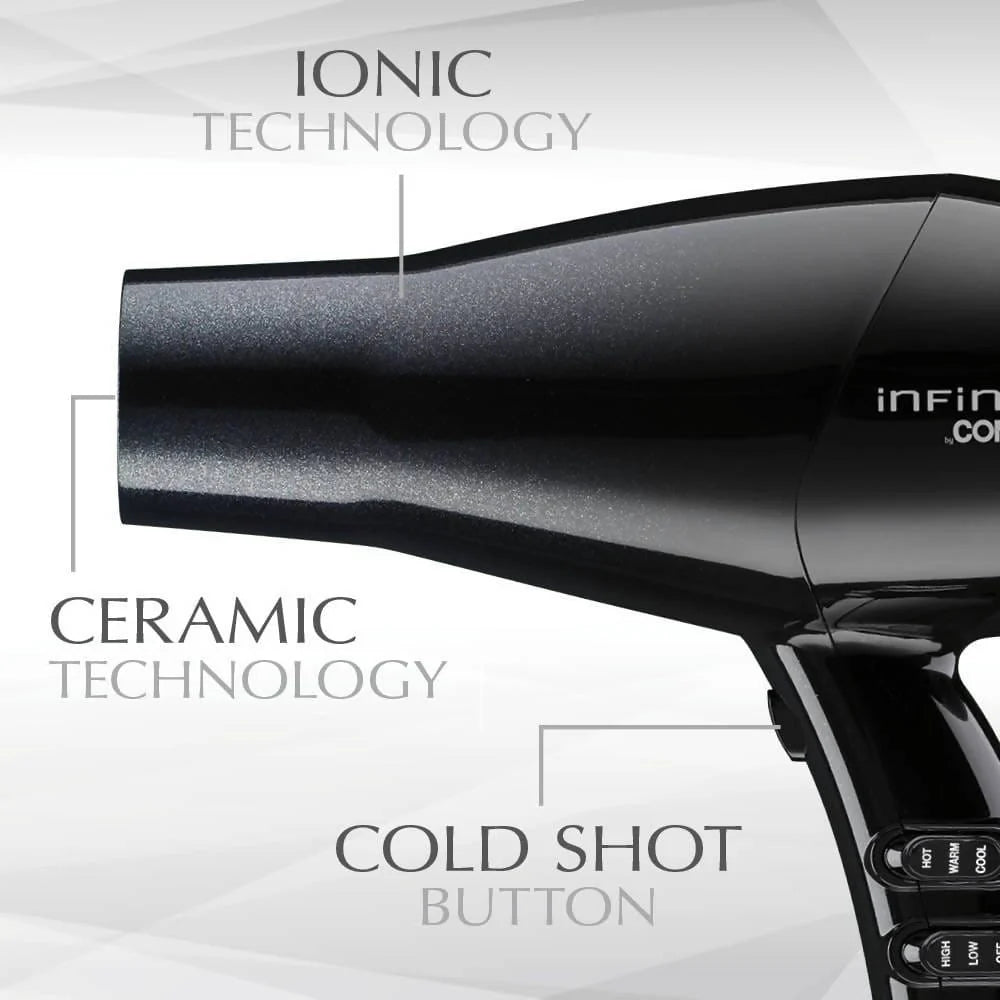 InfinitiPRO by Conair Diamond Brilliance 1875 Watt Diamond-Infused Ceramic Dryer - Creates even heat that dries hair gently and reduces damage while providing added shine - C-580R Elegant AccScents