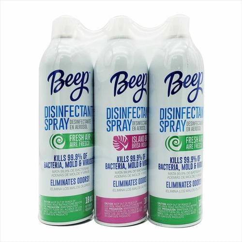 Beep Disinfectant Spray 3pk 18 oz kills 99.9% of all bacteria