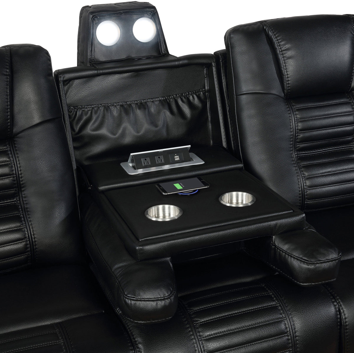 Zane Upholstered Living Room Set Black- 651301PP-S2 coastmega