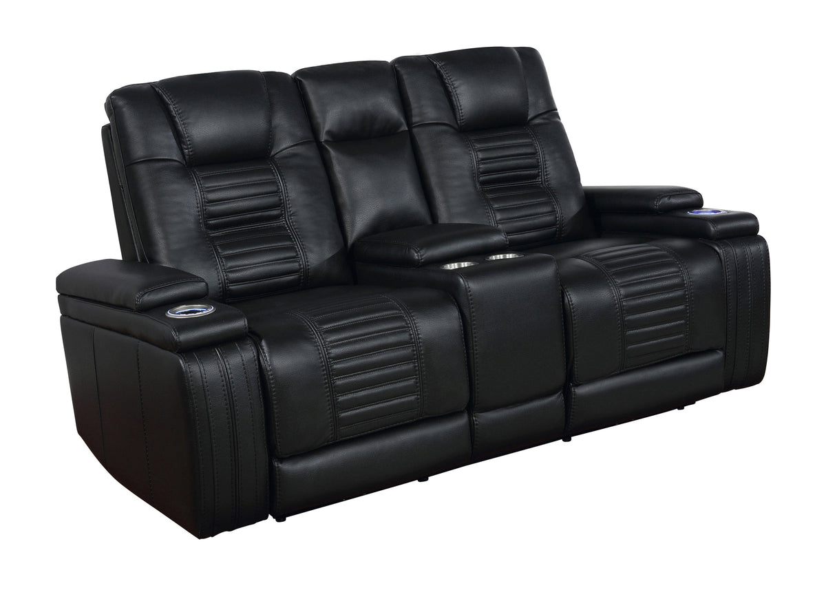 Zane Upholstered Living Room Set Black- 651301PP-S2 coastmega