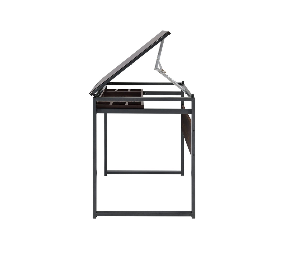 Pantano Glass Top Drafting Desk Dark Gunmetal And Chestnut versatile placement in your office- 805571 coastmega