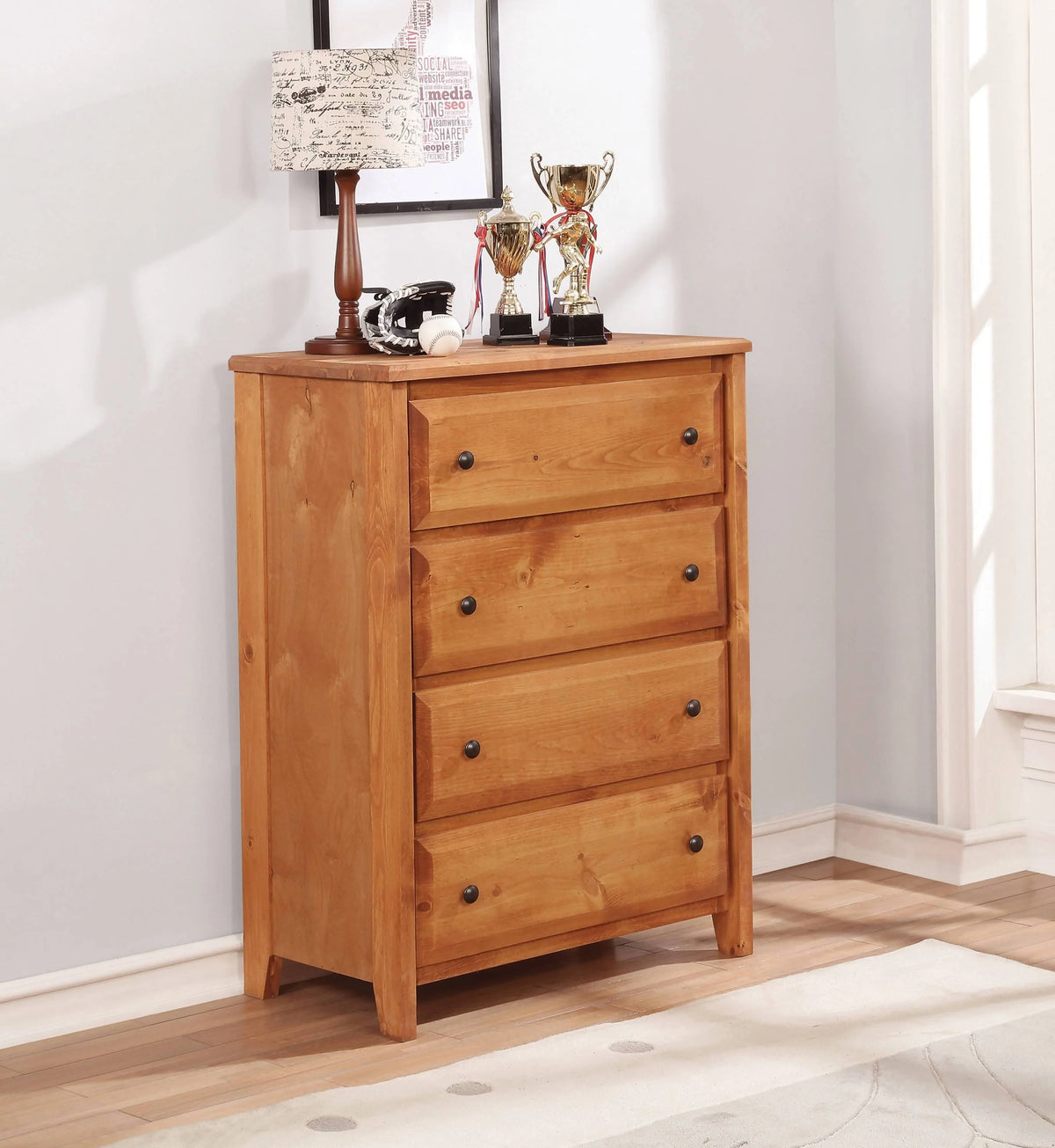 Wrangle Hill 4-Drawer Chest Amber Wash - 460099 A-Z Store Nadia
