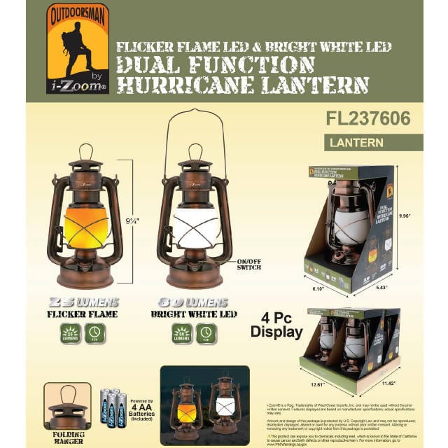 Bulk Buy - 4 Pcs Per Case - HURRICANE FLICKER FLAME COPPER LANTERN BATTERY INCLUSIVE Mega Bulk Buys