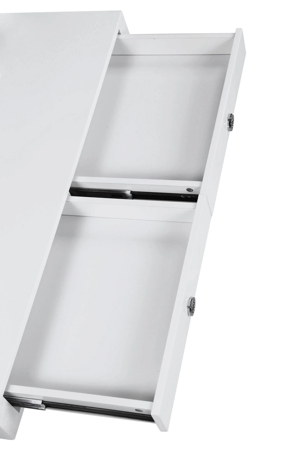 Gemma 2-Drawer Writing Desk Glossy White And Chrome - 802141 Pie's Variety Store