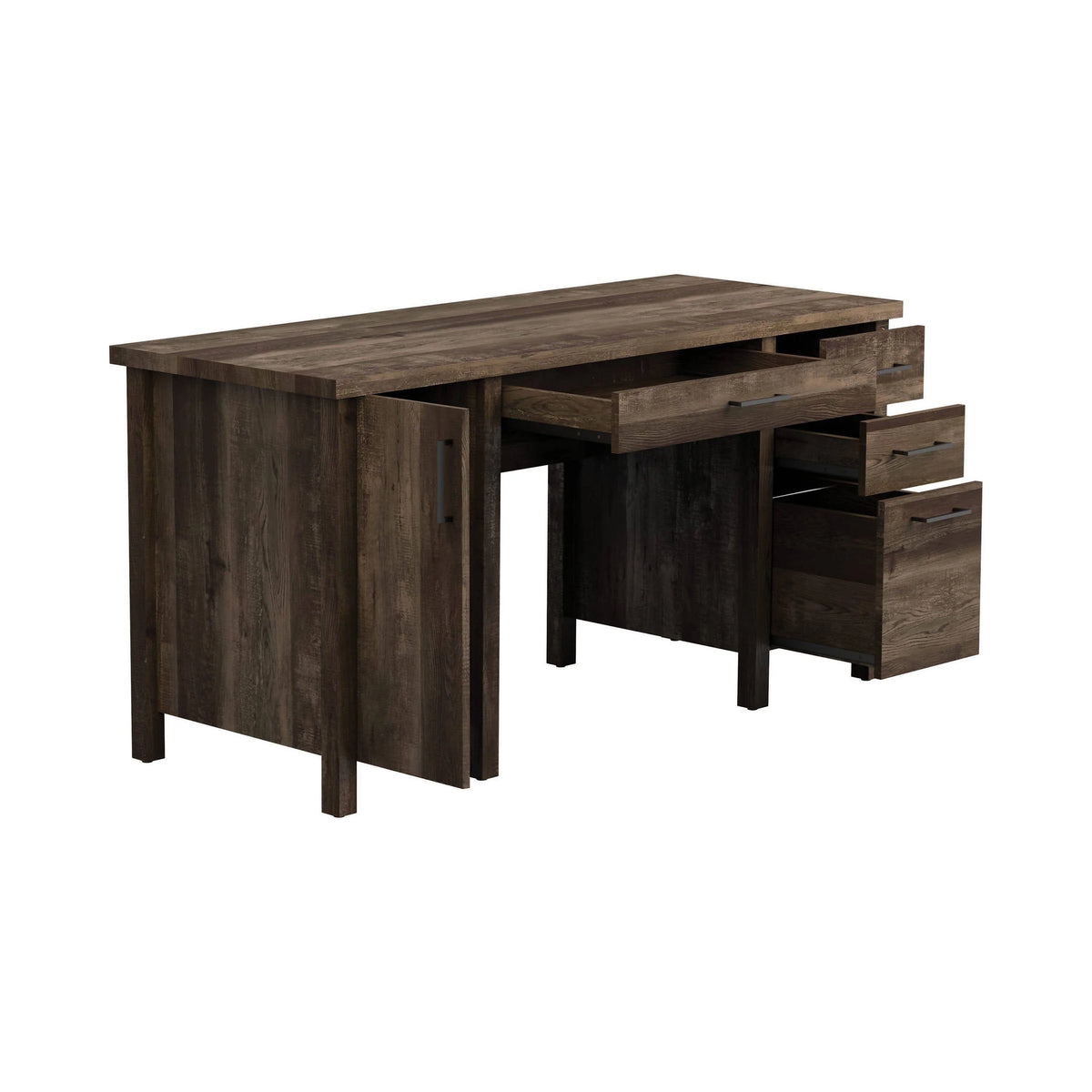Tolar 4-Drawer Adjustable Shelf Office Desk Rustic Oak - 803581 coastmega